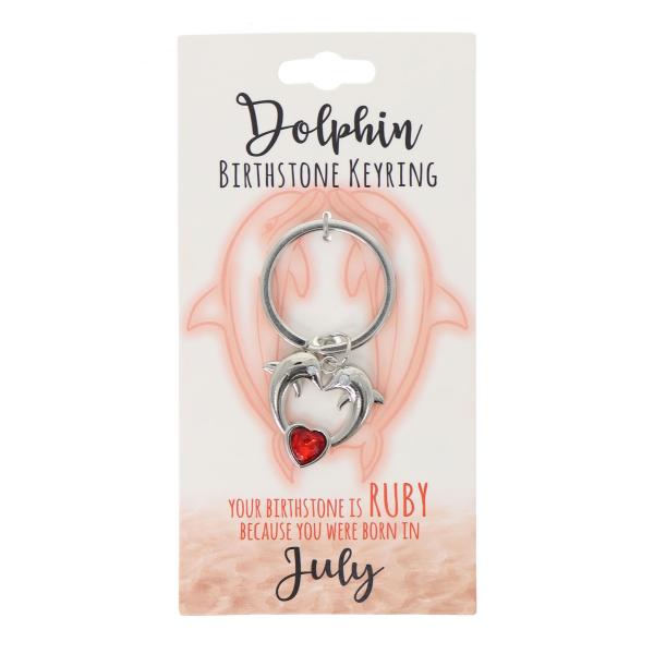 July Dolphin Birthstone Keyring