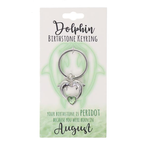 August Dolphin Birthstone Keyring