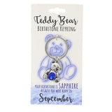 Load image into Gallery viewer, September Teddy Bear Birthstone Keyring
