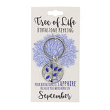 Load image into Gallery viewer, September Tree Of Life Birthstone Keyring
