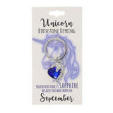 Load image into Gallery viewer, September Unicorn Birthstone Keyring
