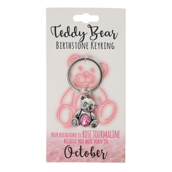 October Teddy Bear Birthstone Keyring