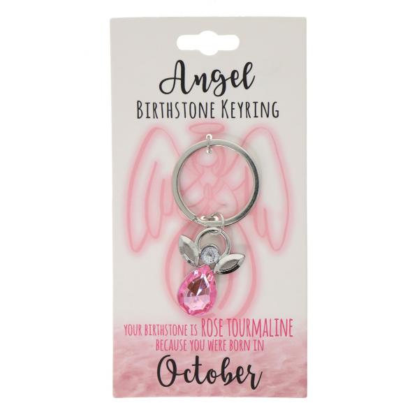 October Angel Birthstone Keyring