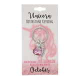 Load image into Gallery viewer, October Unicorn Birthstone Keyring
