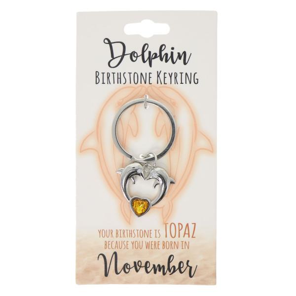 November Dolphin Birthstone Keyring