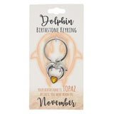 Load image into Gallery viewer, November Dolphin Birthstone Keyring
