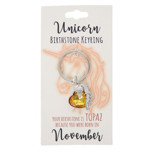 November Unicorn Birthstone Keyring