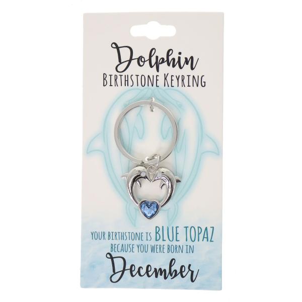 December Dolphin Birthstone Keyring