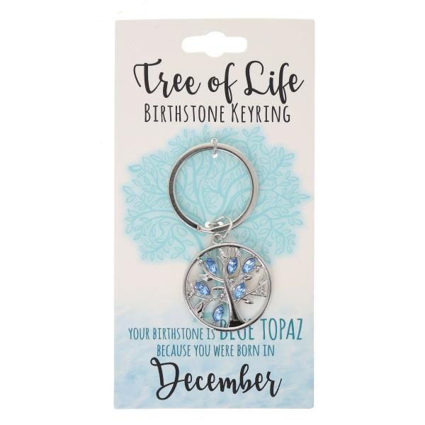 December Tree Of Life Birthstone Keyring