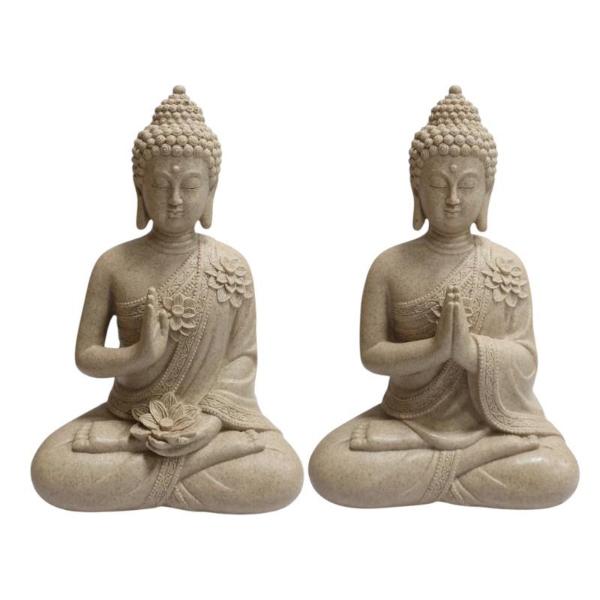 Sitting Buddha With Floral Design - 31cm