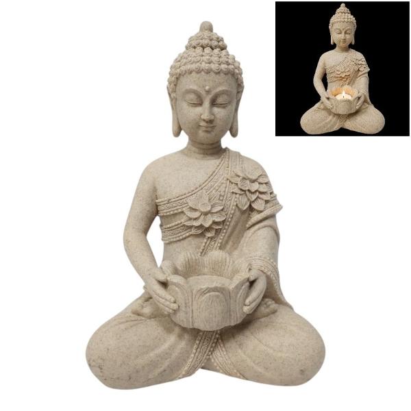Sitting Buddha With Tealight Holder - 24cm