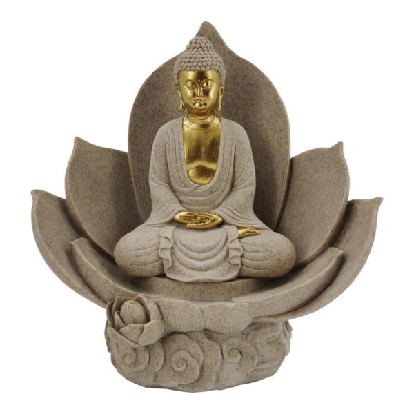 Sitting Buddha In Lotus Flower - 27cm
