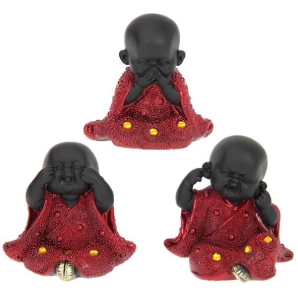 Red Beaded Robe Cute Wise Monks - 9cm