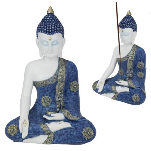 Blue Rulai Buddha With Lattice Finish - 31cm