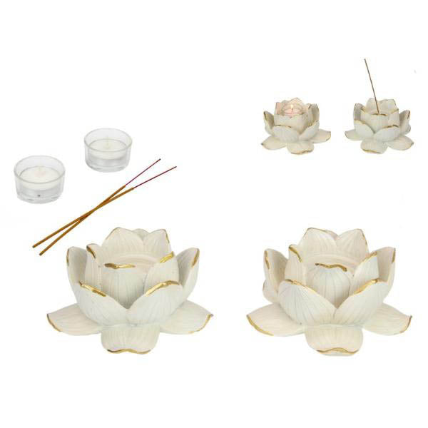 White Lotus tealight Holder - 16cm