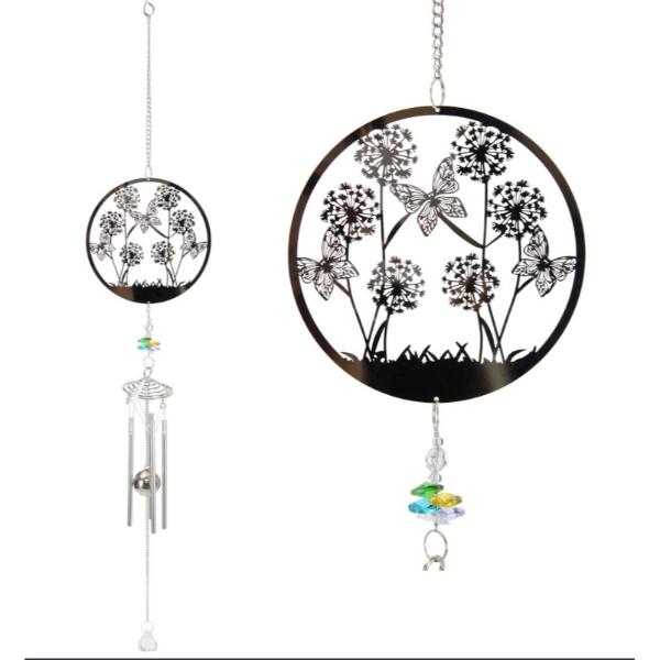 Silver Butterfly Crystal Wind Chime - 78cm