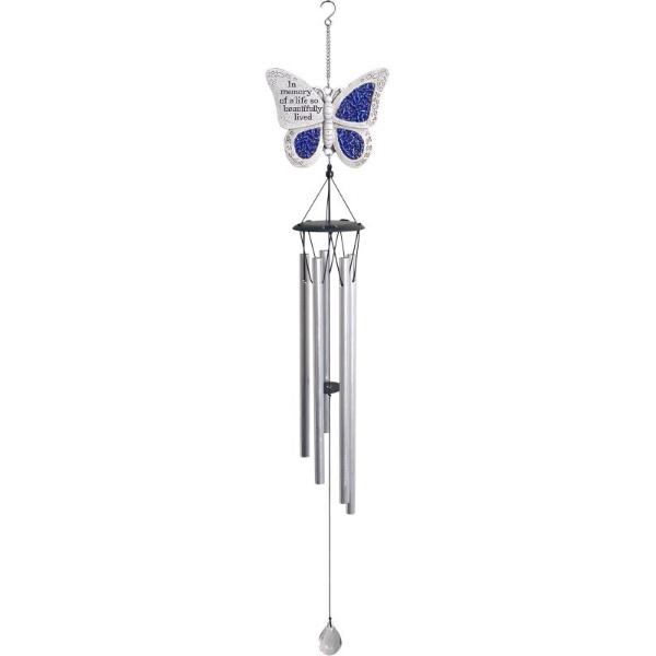 Memorial Butterfly With Sequins Wind Chime - 65cm