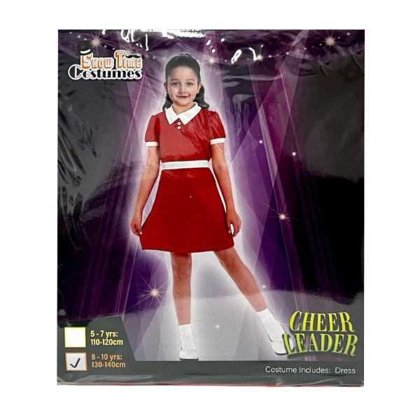 White & Red Cheer Leader Girls Kids Costume - 8 - 10 Years