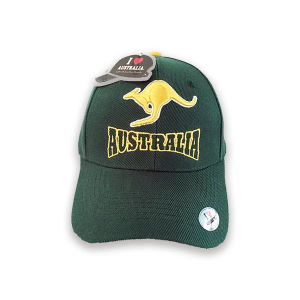 Green & Gold Hopping Kangaroo Cap