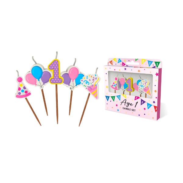 Pink Number 1 Novelty Candle Pack
