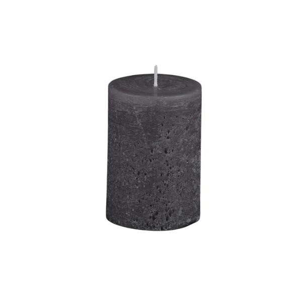 Black Terra Texture Pillar Candle - 7cm x 10cm