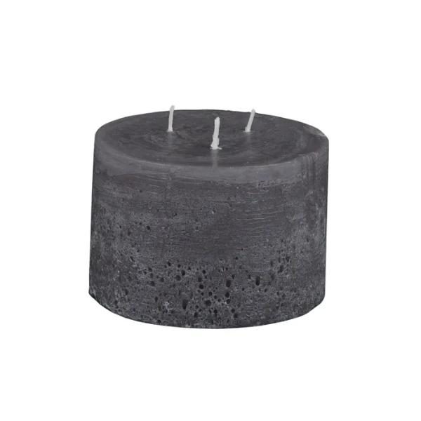 Black Terra Texture Pillar Candle - 12cm x 7.5cm