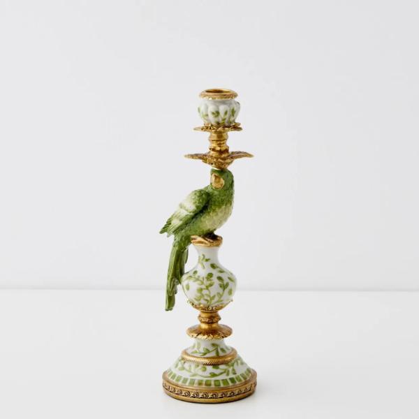 Green Polly Parrot Resin Candle Holder - 9cm x 28cm