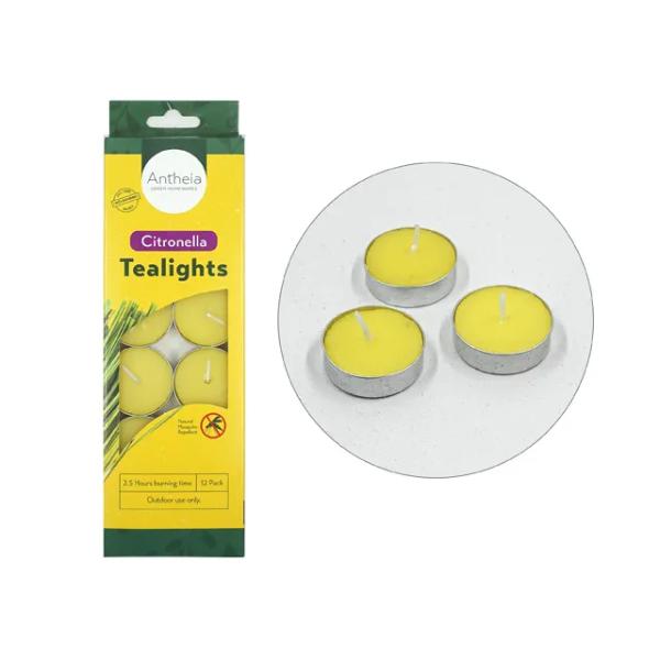 12 Pack Yellow Citronella Tea Light - 10g