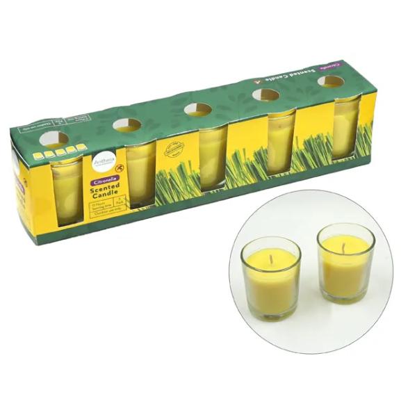 5 Pack Yellow Citronella Candle - 45g