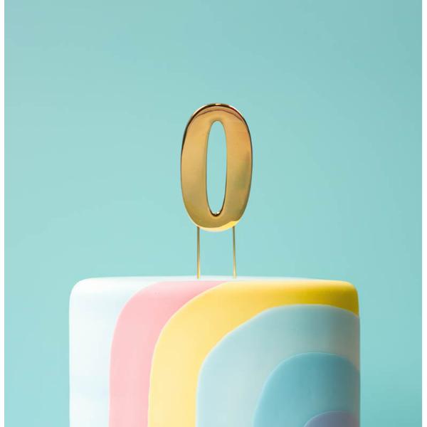 Gold Number 0 Bold Cake Topper