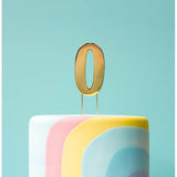 Load image into Gallery viewer, Gold Number 0 Bold Cake Topper
