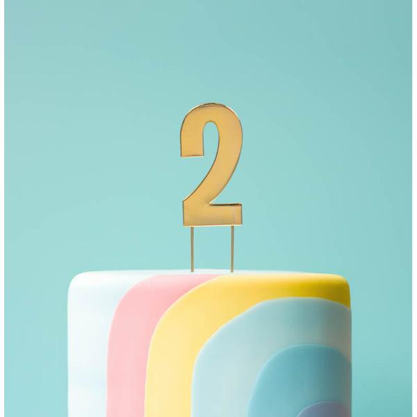 Gold Bold Number 2 Cake Topper | The Base Warehouse