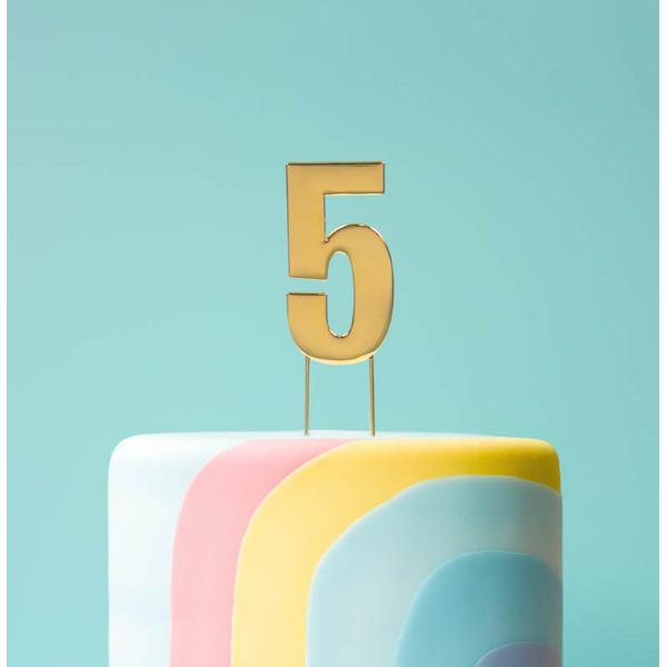 Gold Number 5 Bold Cake Topper