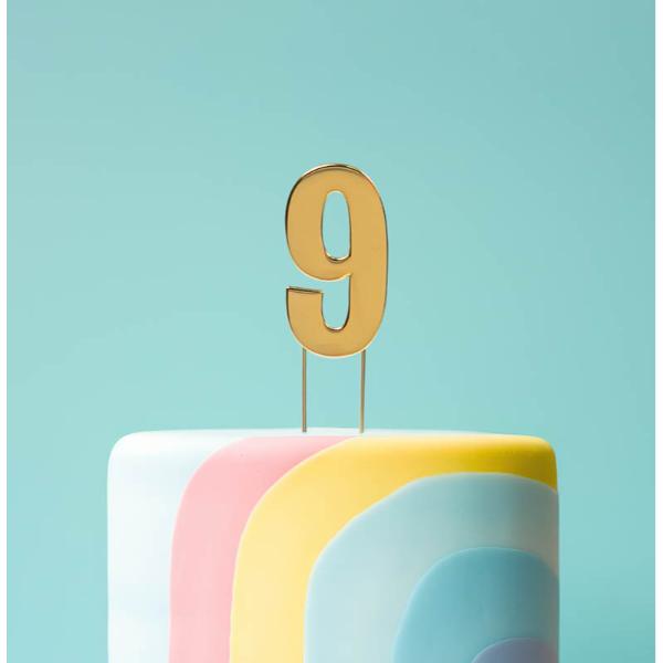 Gold Number 9 Bold Cake Topper