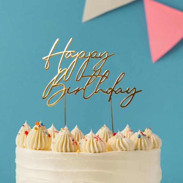 Gold Metal Birthday Cake Topper