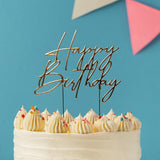 Load image into Gallery viewer, Gold Metal Happy Birthday Cake Topper
