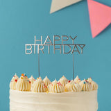 Load image into Gallery viewer, Silver Metal Happy Birthday Cake Topper

