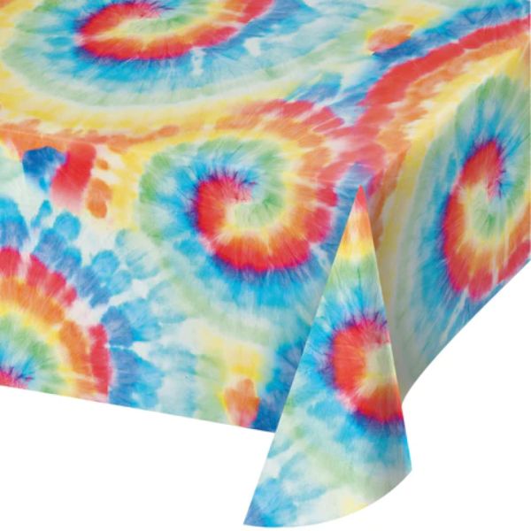 Tie Dye Swirl Plastic Tablecover - 137.16cm x 274.32cm