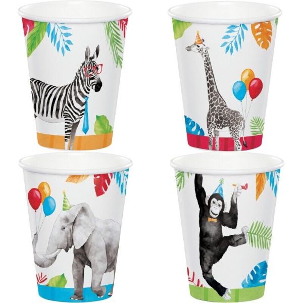 8 Pack Party Animals Assorted Cups - 266ml