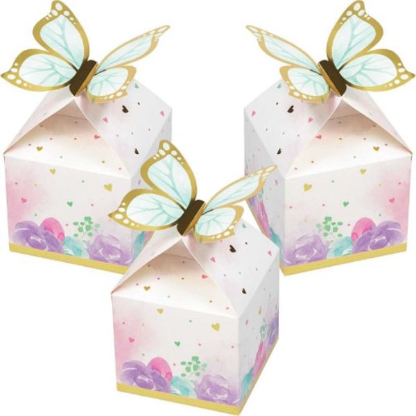 8 Pack Butterfly Shimmer Foil Treat Box