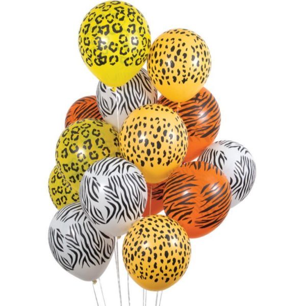 15 Pack Party Animals Prints Latex Balloons