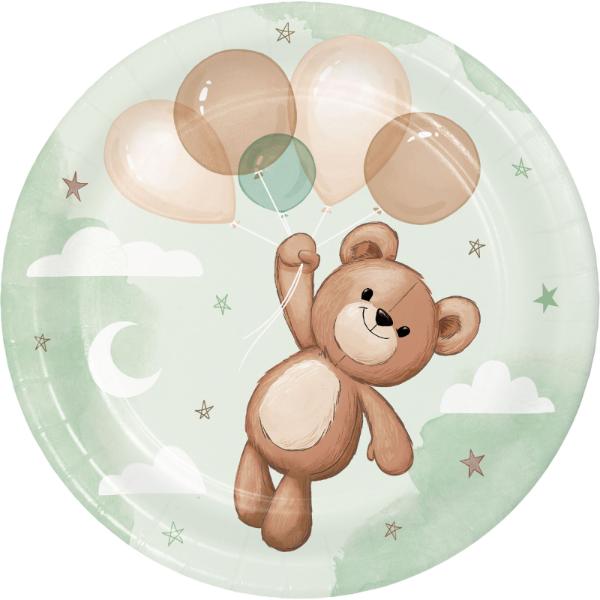 8 Pack Teddy Bear Luncheon Plates - 17cm