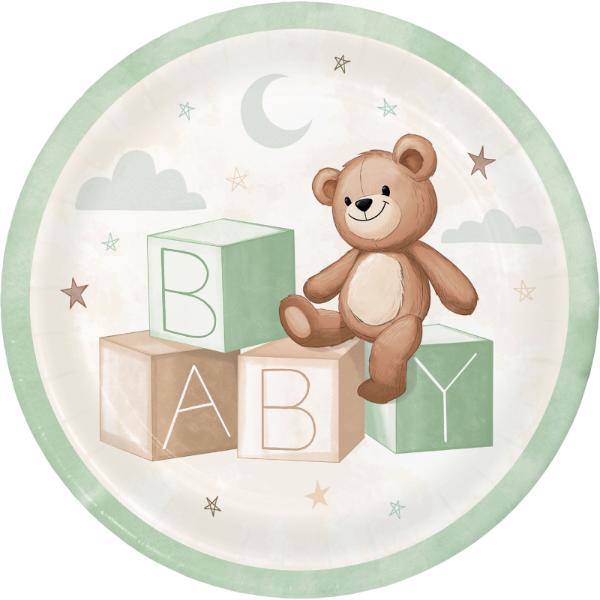 8 Pack Teddy Bear Dinner Plates - 23cm