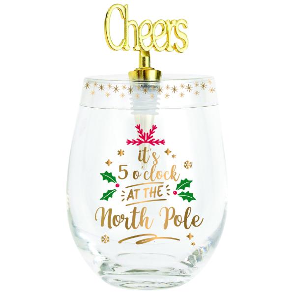 Its 5 O Clock At The North Pole Christmas Cheers Stemless With Stopper - 600ml