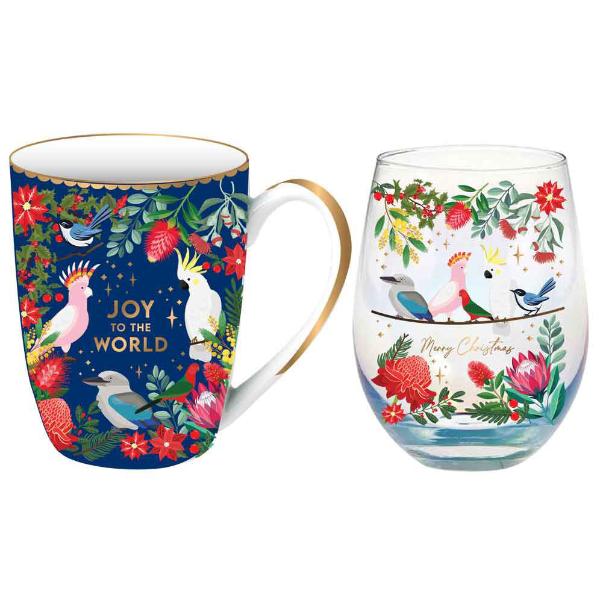 Aussie Bush Navy Mug & Steamless Glass Gift Set