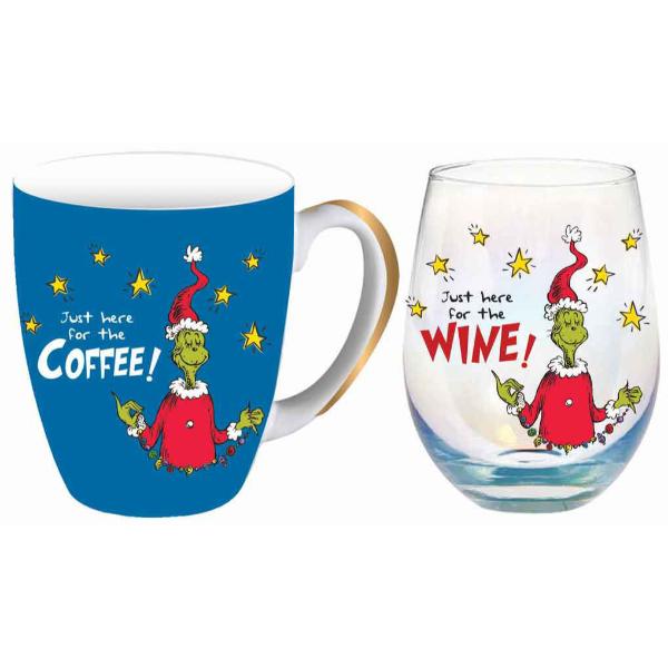 Just Here For Coffee 400ml Mug & 600ml Stemless Glass Gift Set