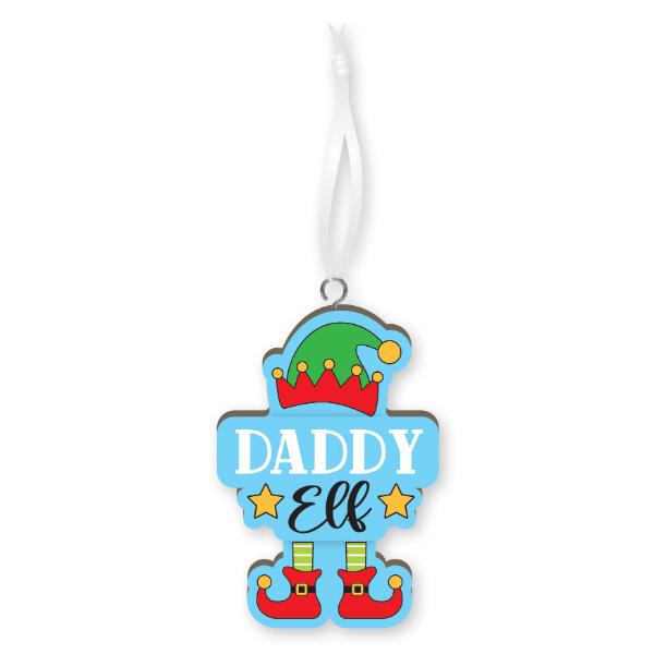 Christmas Daddy Elf Handmade Wood Ornament