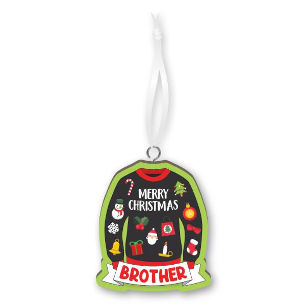Merry Christmas Brother Handmade Wood Ornament