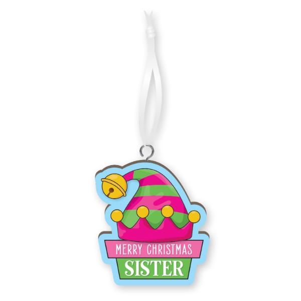 Merry Christmas Sister Handmade Wood Ornament