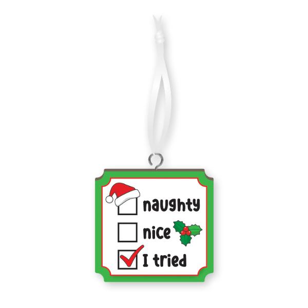 Christmas Naughty List Handmade Wood Ornament